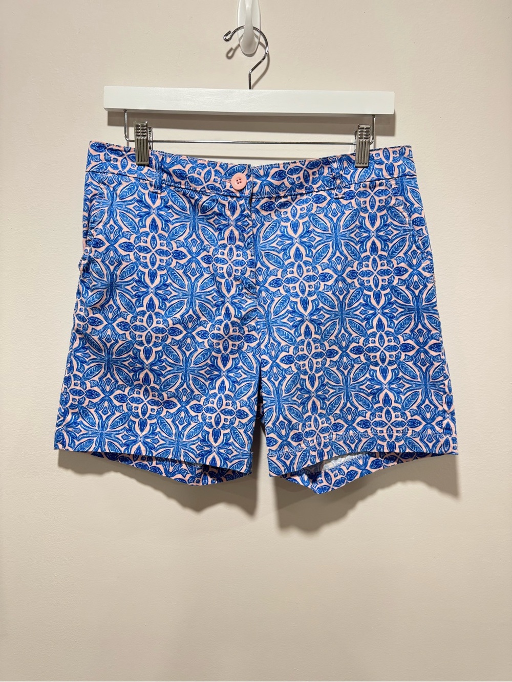 Caribbean Joe Blue & Pink Tile-Pattern Bermuda Shorts